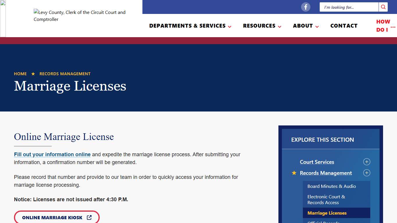 Marriage Licenses Levy County Clerk of the Circuit Court